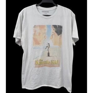 Chemistry The Karate Kid Movie Graphic Mens Large T Shirt White Pullover Top